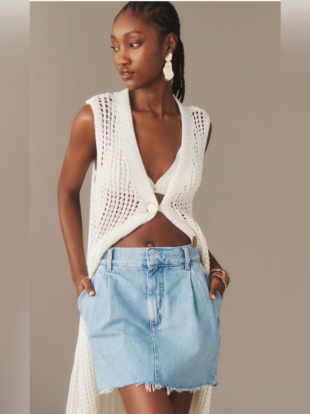 Agolde Becker Denim Mini Skirt